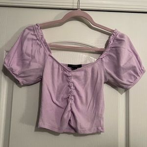 Forever21 Lilac Puff Sleeve Crop Top